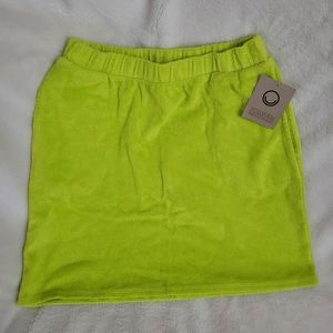 For Days Cabana Terry Mini Skirt in Neon Green